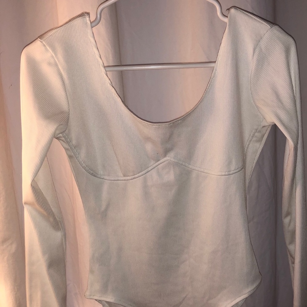 White long sleeve corset bodysuit